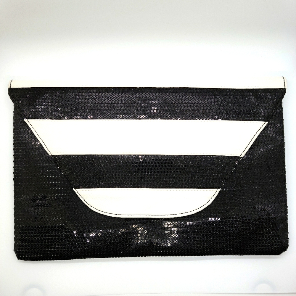 Steve Madden Black & White Sequin Clutch